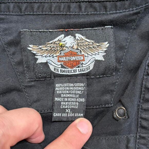 Vintage 90’s Harley Davidson Rose Tattoo Embroidered Button Down Shirt - Picture 4 of 4